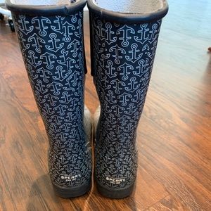 Navy rain boots